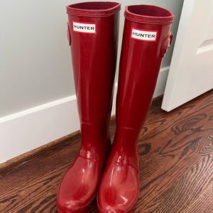 Red Hunter rain boots